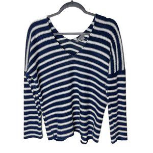 Vince | Oversized V-Neck Striped Linen Sweater